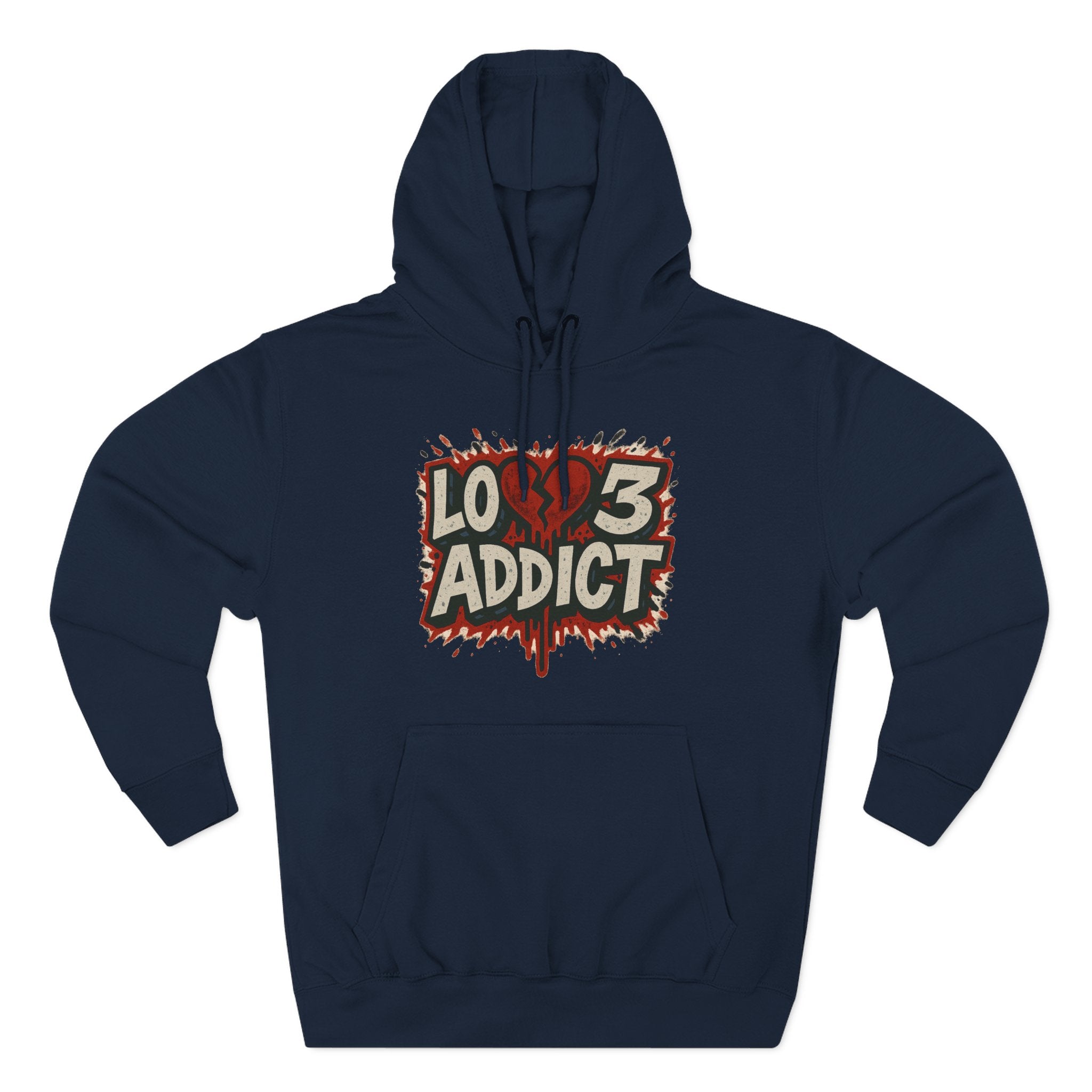 Hoodie - 'Lov3 Addict' Red Cupid Graphic Fleece Hoodie