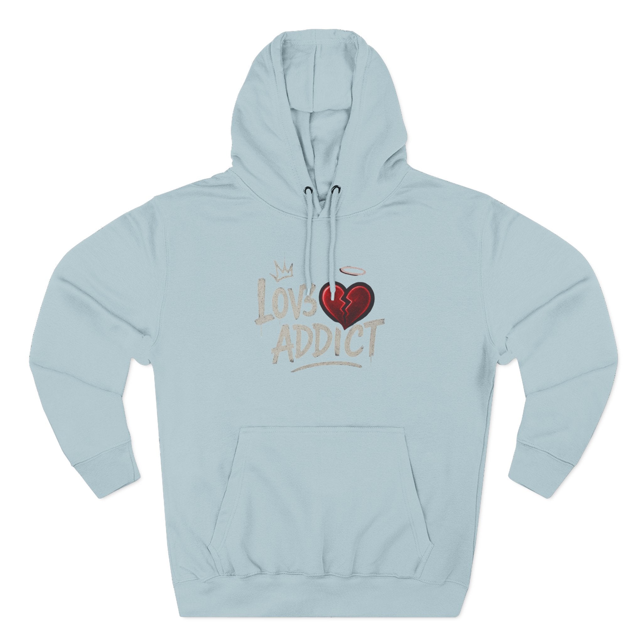 Hoodie - 'Lov3 Addict' Red Cupid Graphic Fleece Hoodie
