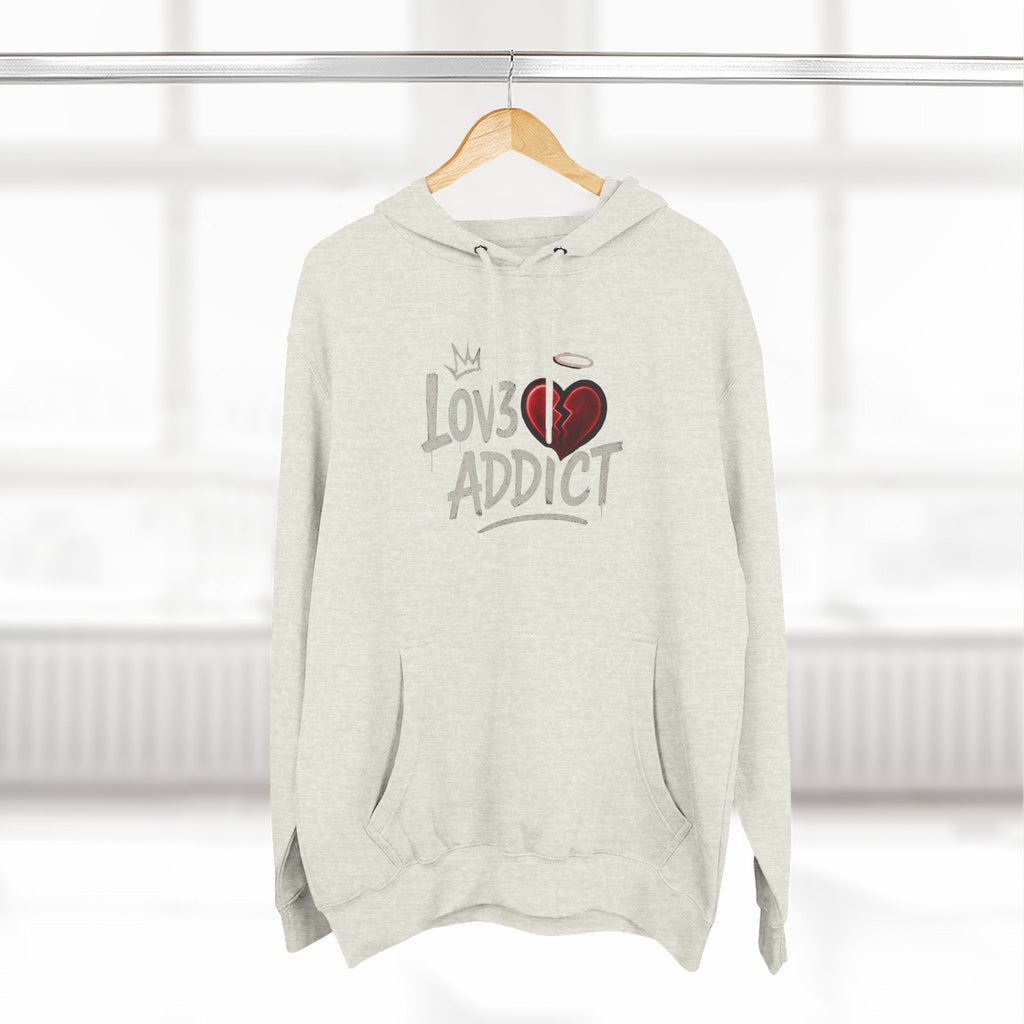 Hoodie - 'Lov3 Addict' Red Cupid Graphic Fleece Hoodie