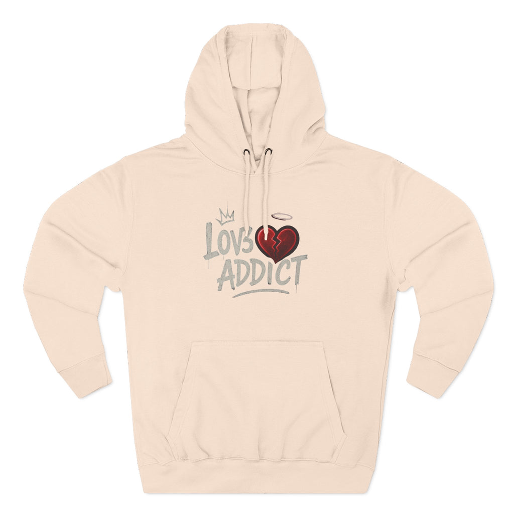 Hoodie - 'Lov3 Addict' Red Cupid Graphic Fleece Hoodie