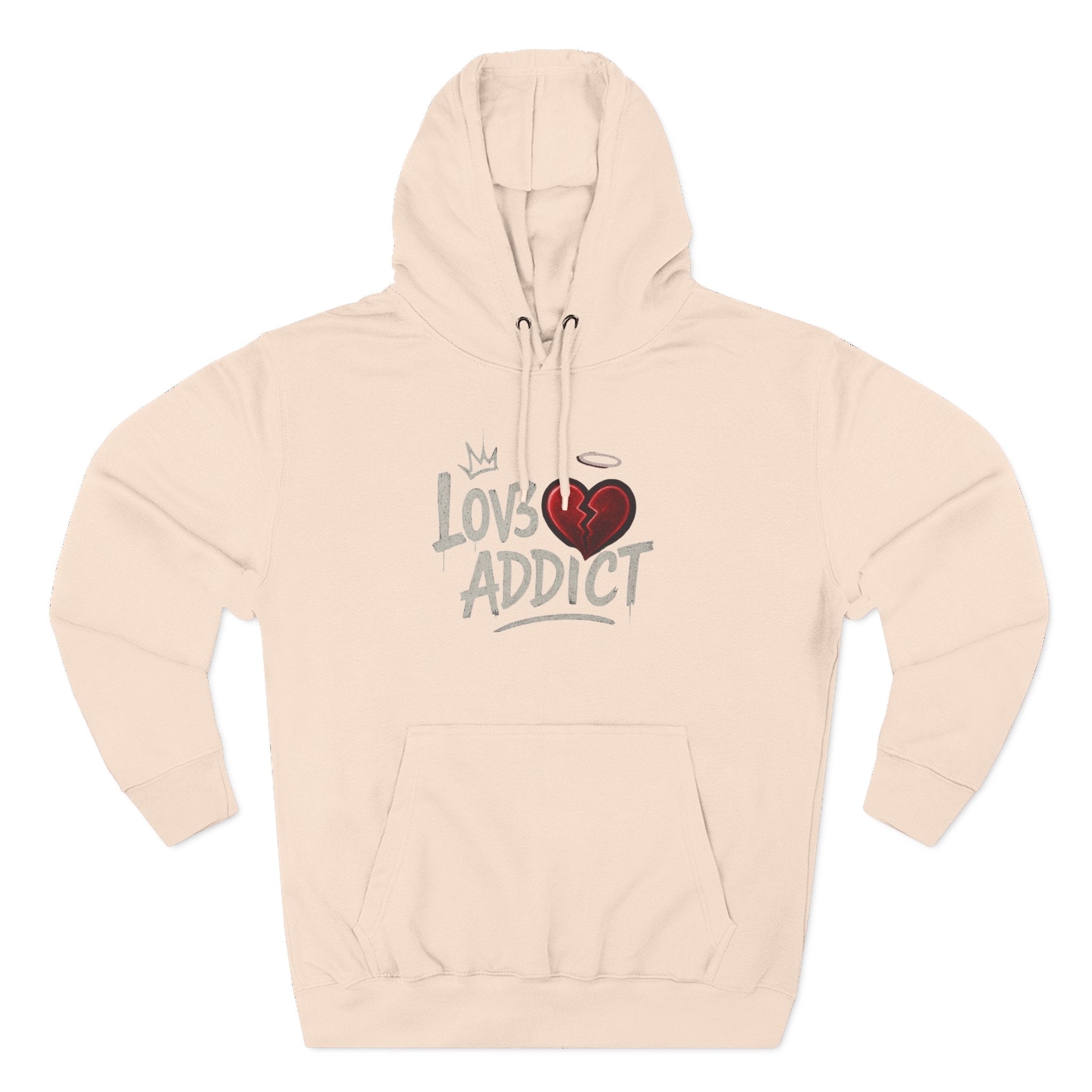 Hoodie - 'Lov3 Addict' Red Cupid Graphic Fleece Hoodie