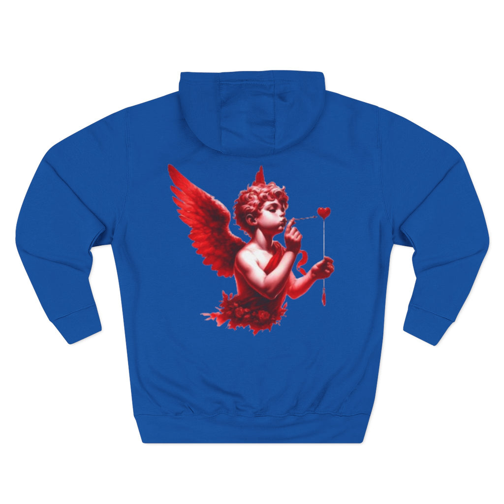 Hoodie - 'Lov3 Addict' Red Cupid Graphic Fleece Hoodie