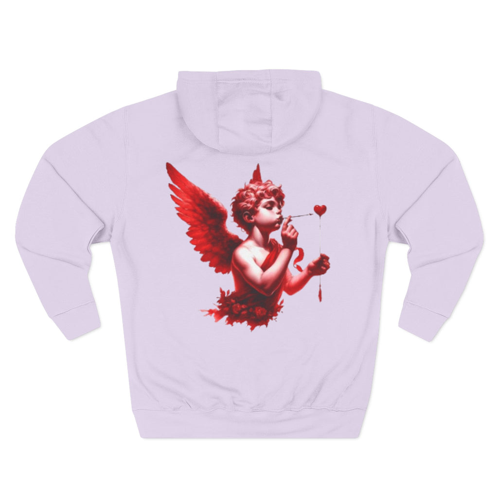 Hoodie - 'Lov3 Addict' Red Cupid Graphic Fleece Hoodie