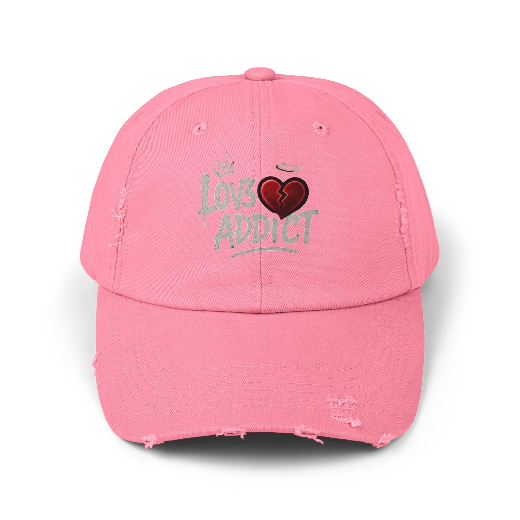 Lov3 Addict Distressed Cap – Broken Heart Graphic Dad Hat