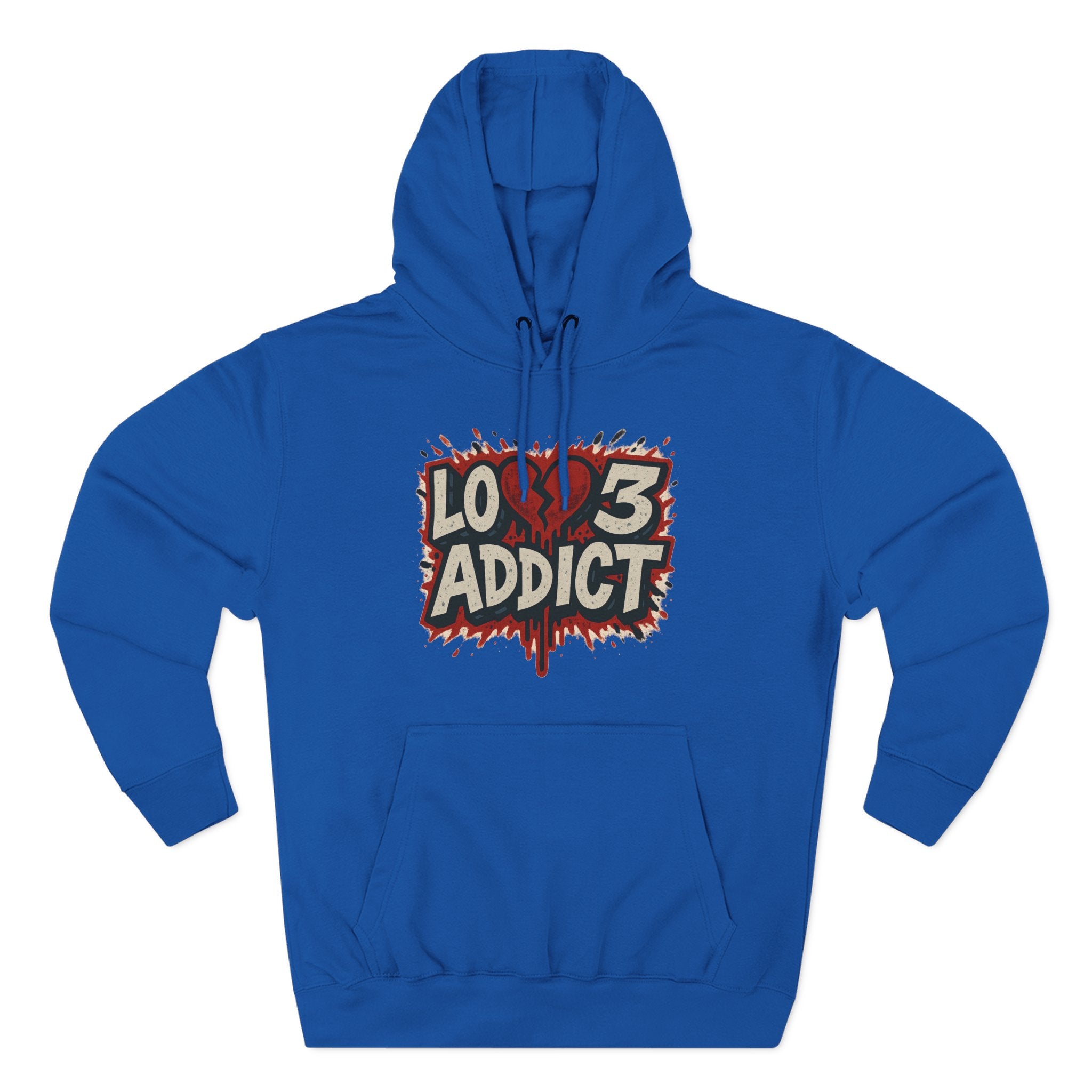 Hoodie - 'Lov3 Addict' Red Cupid Graphic Fleece Hoodie
