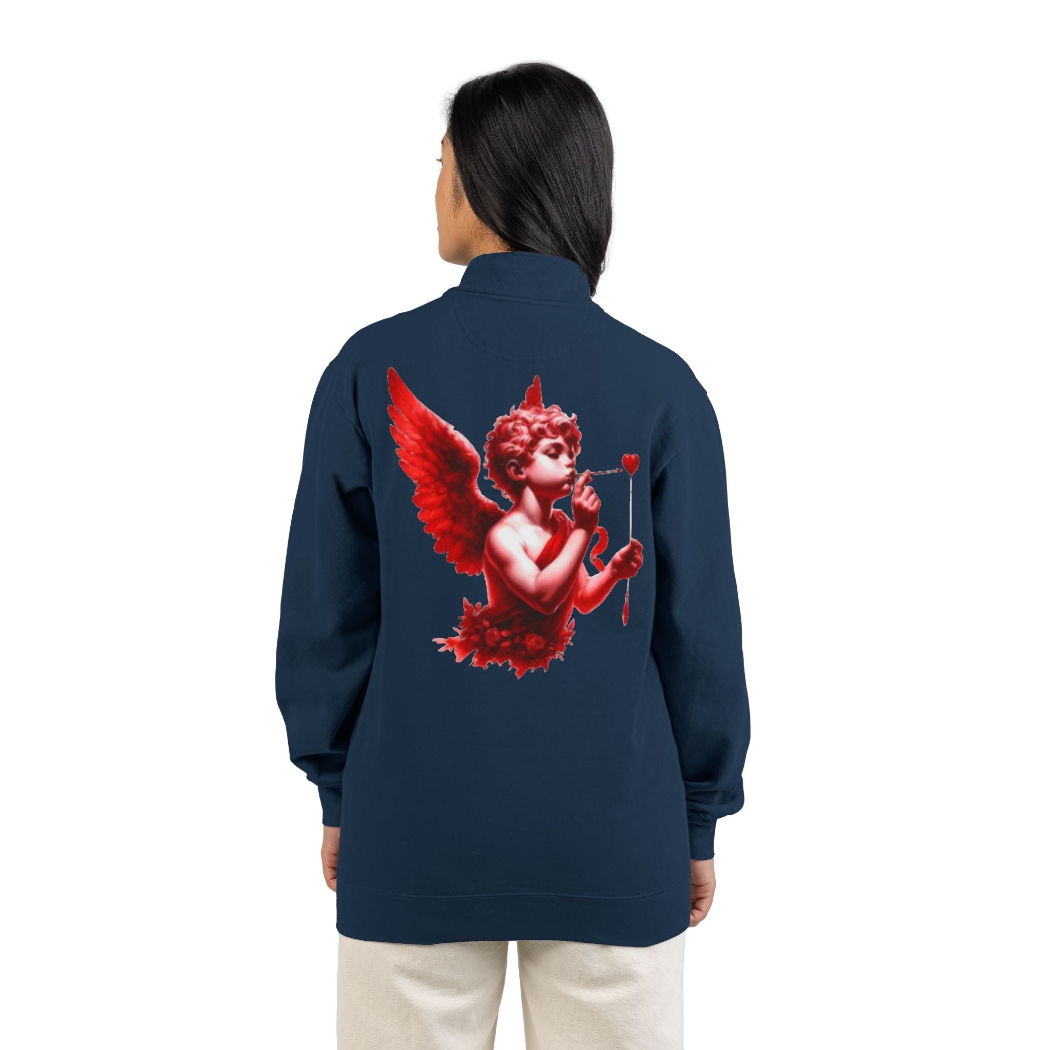 Cupid Cherub Quarter-Zip Sweatshirt — Lov3 Addict Graphic Pullover