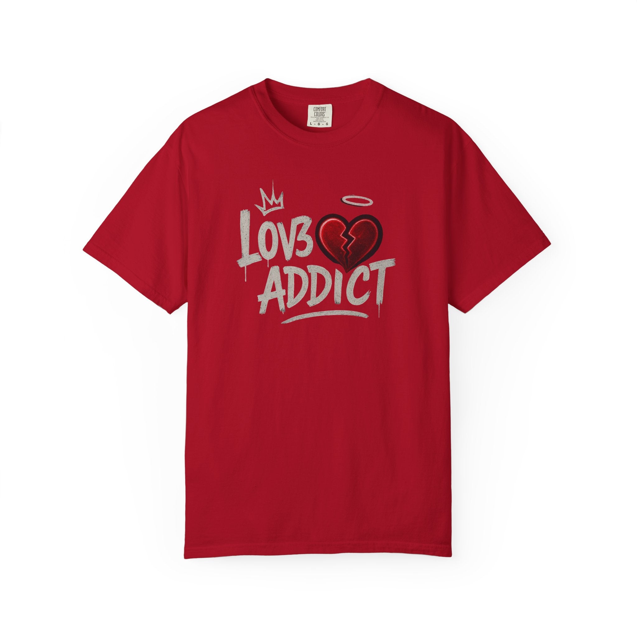 Lov3 Addict broken heart graphic T-Shirt | hand-drawn graffiti heart tee
