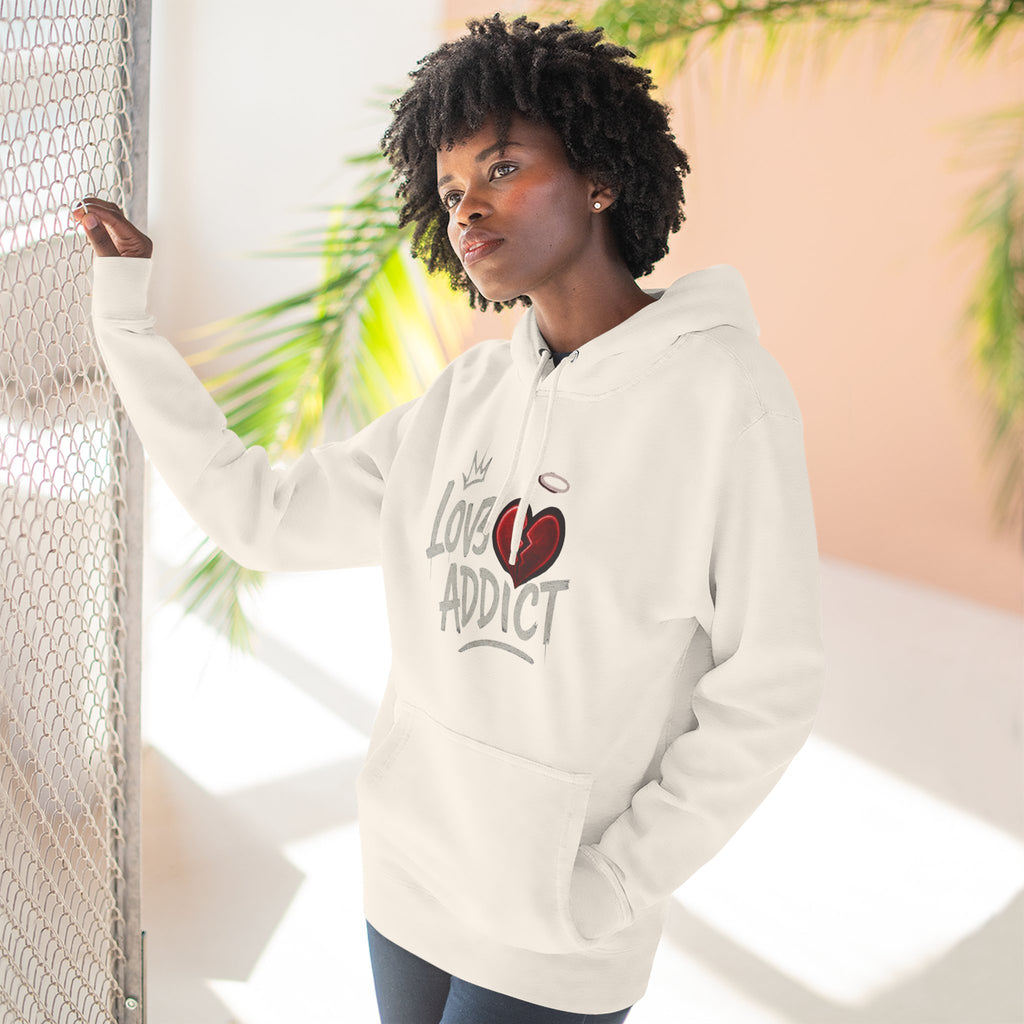 Hoodie - 'Lov3 Addict' Red Cupid Graphic Fleece Hoodie