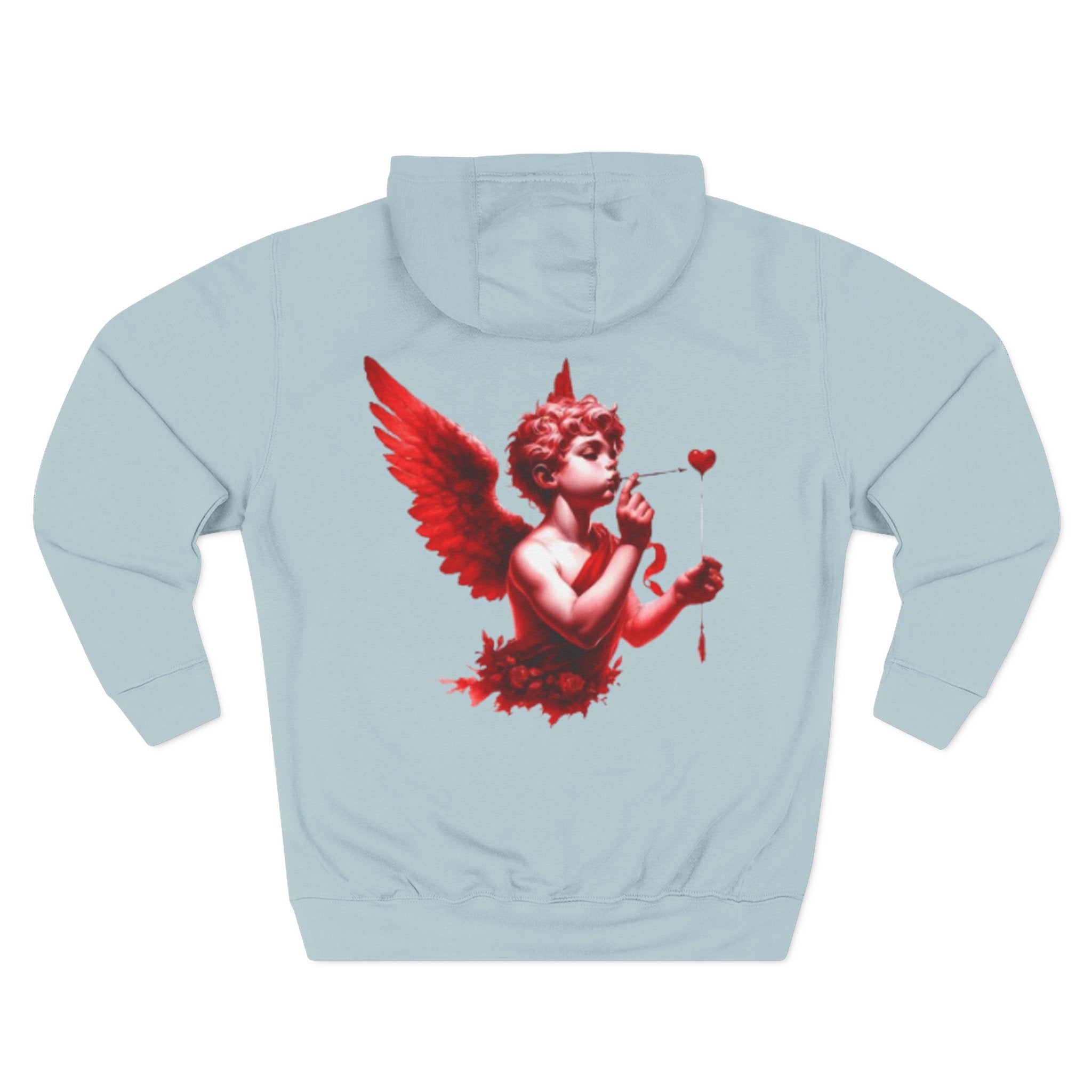 Hoodie - 'Lov3 Addict' Red Cupid Graphic Fleece Hoodie