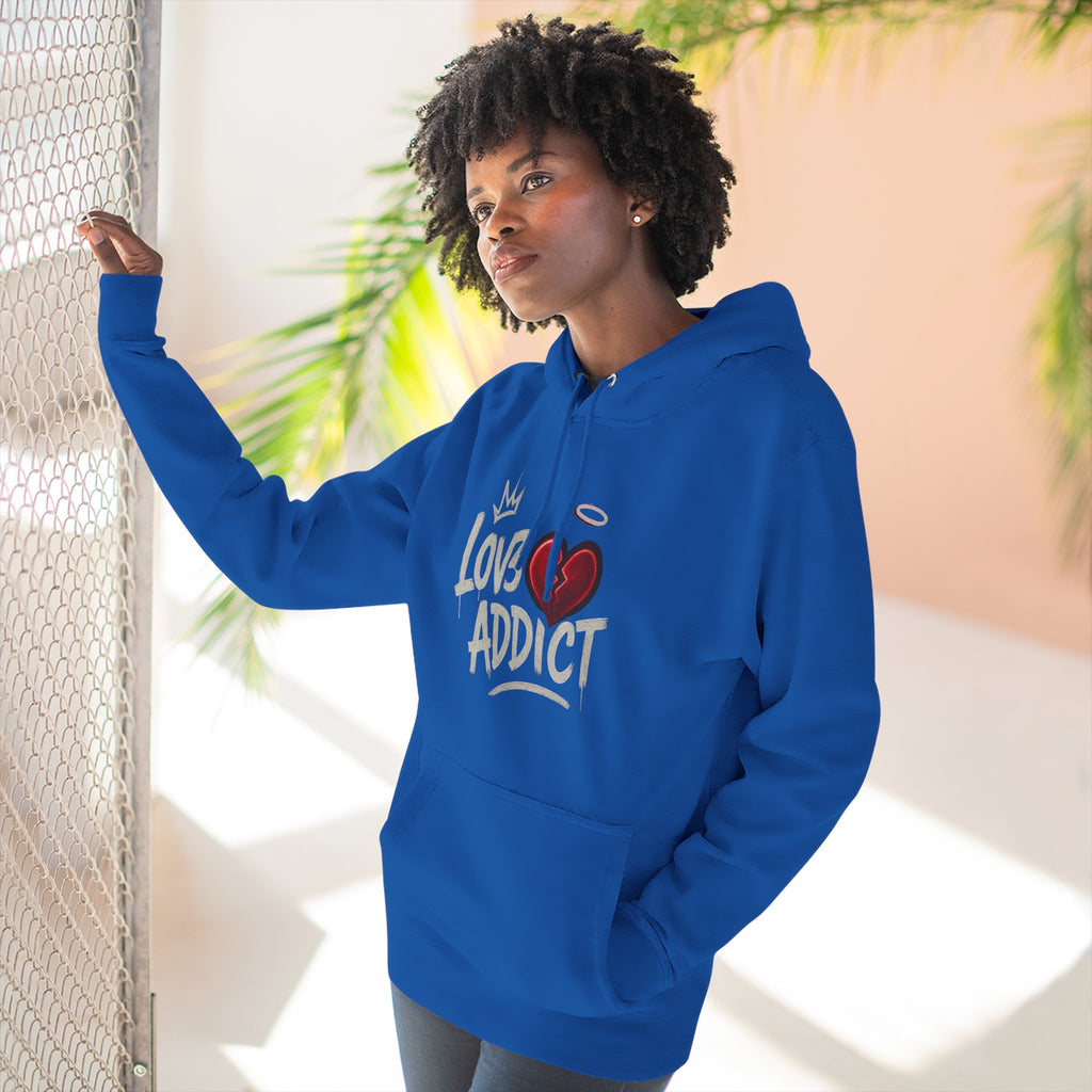 Hoodie - 'Lov3 Addict' Red Cupid Graphic Fleece Hoodie