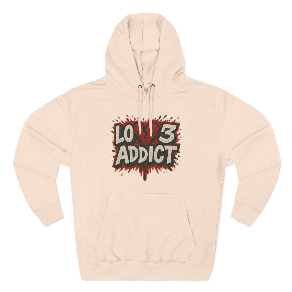 Hoodie - 'Lov3 Addict' Red Cupid Graphic Fleece Hoodie