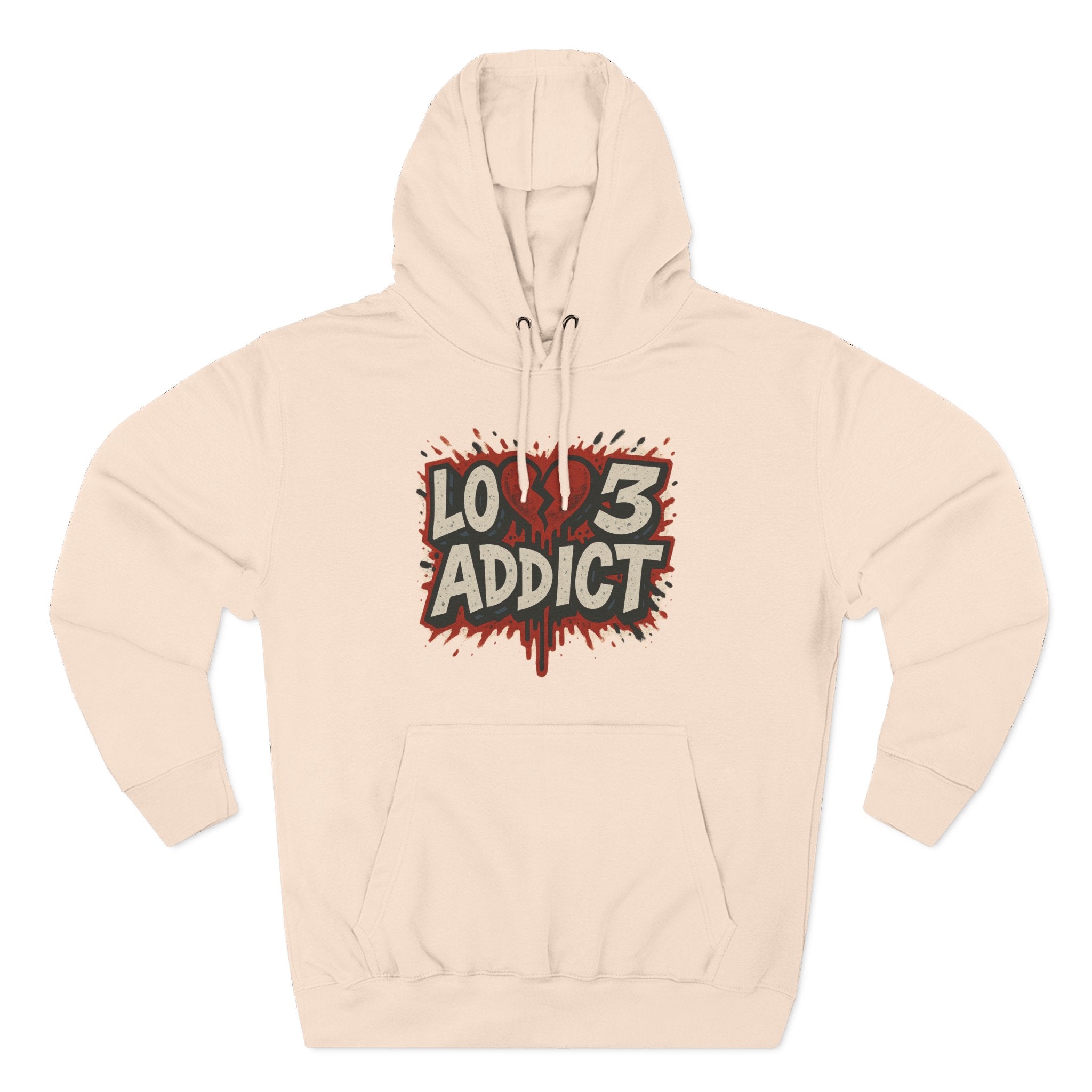Hoodie - 'Lov3 Addict' Red Cupid Graphic Fleece Hoodie