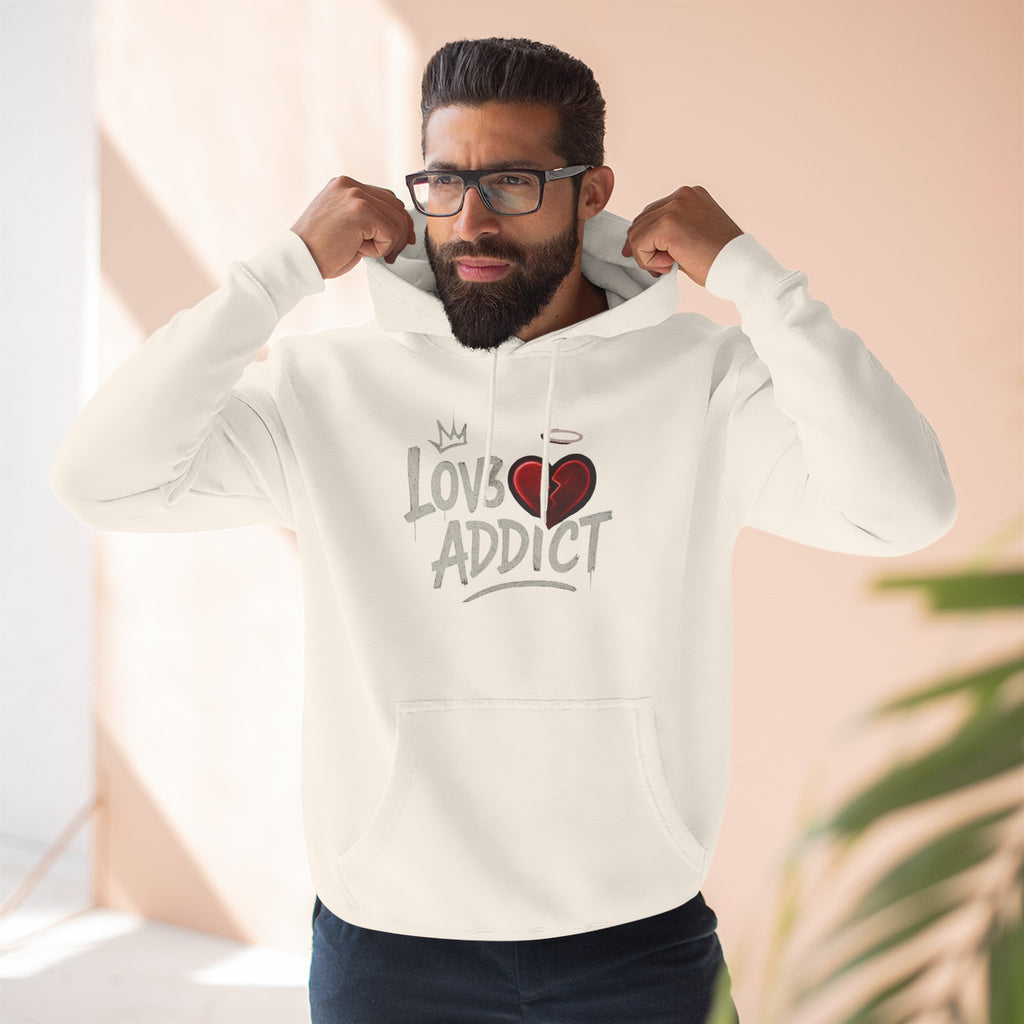 Hoodie - 'Lov3 Addict' Red Cupid Graphic Fleece Hoodie