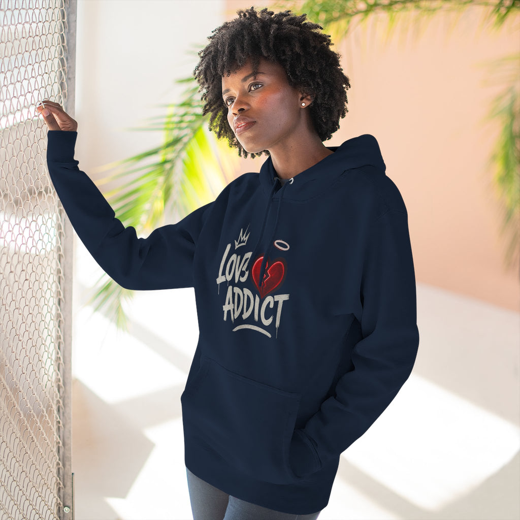 Hoodie - 'Lov3 Addict' Red Cupid Graphic Fleece Hoodie