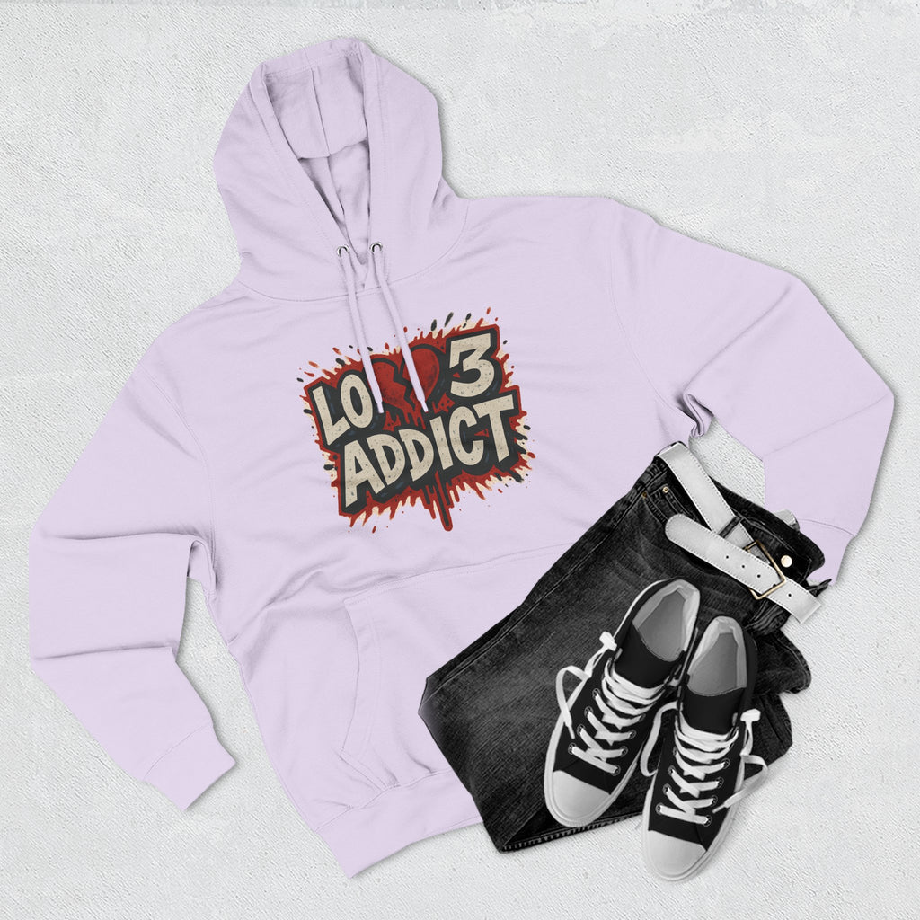 Hoodie - 'Lov3 Addict' Red Cupid Graphic Fleece Hoodie