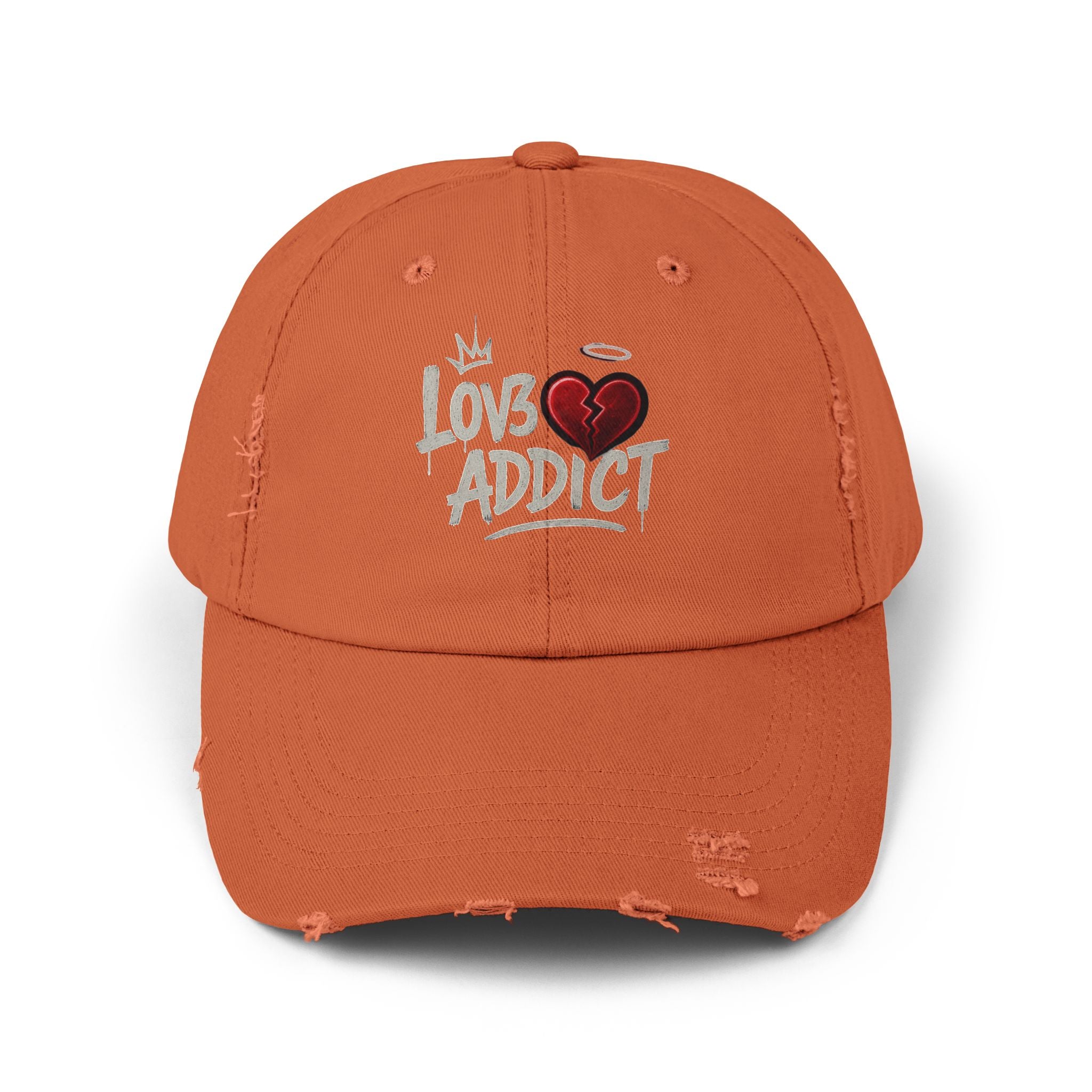 Lov3 Addict Distressed Cap – Broken Heart Graphic Dad Hat