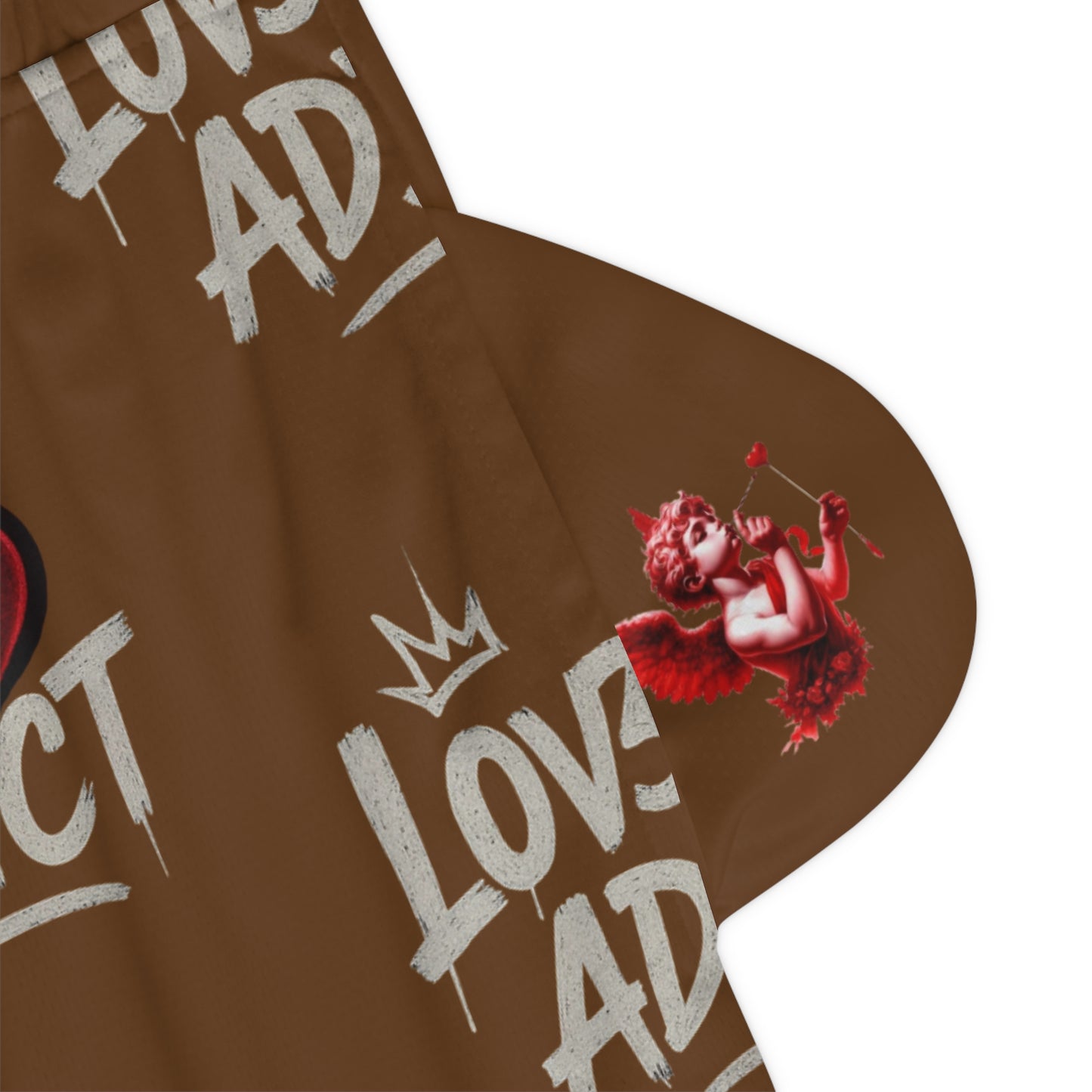 Basketball Shorts — 'Lov3 Addict' Heart Graphic All-Over Print