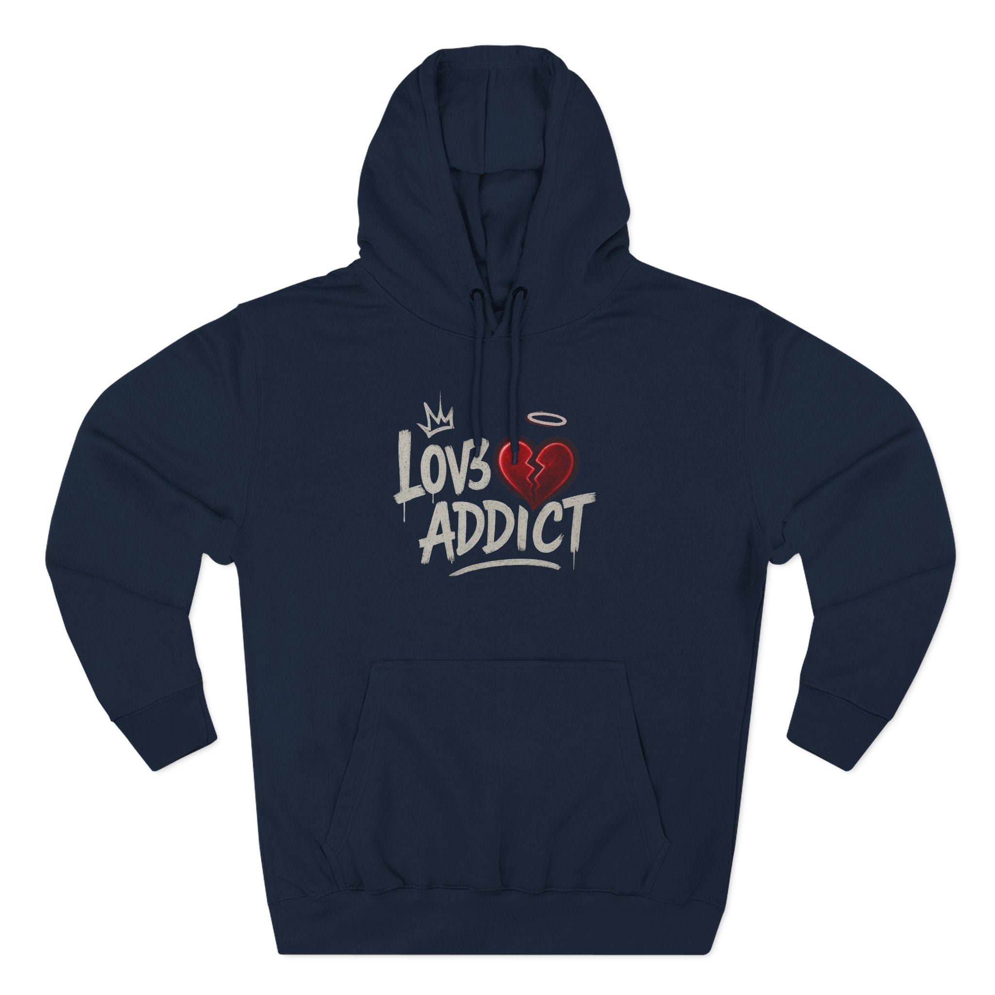 Hoodie - 'Lov3 Addict' Red Cupid Graphic Fleece Hoodie