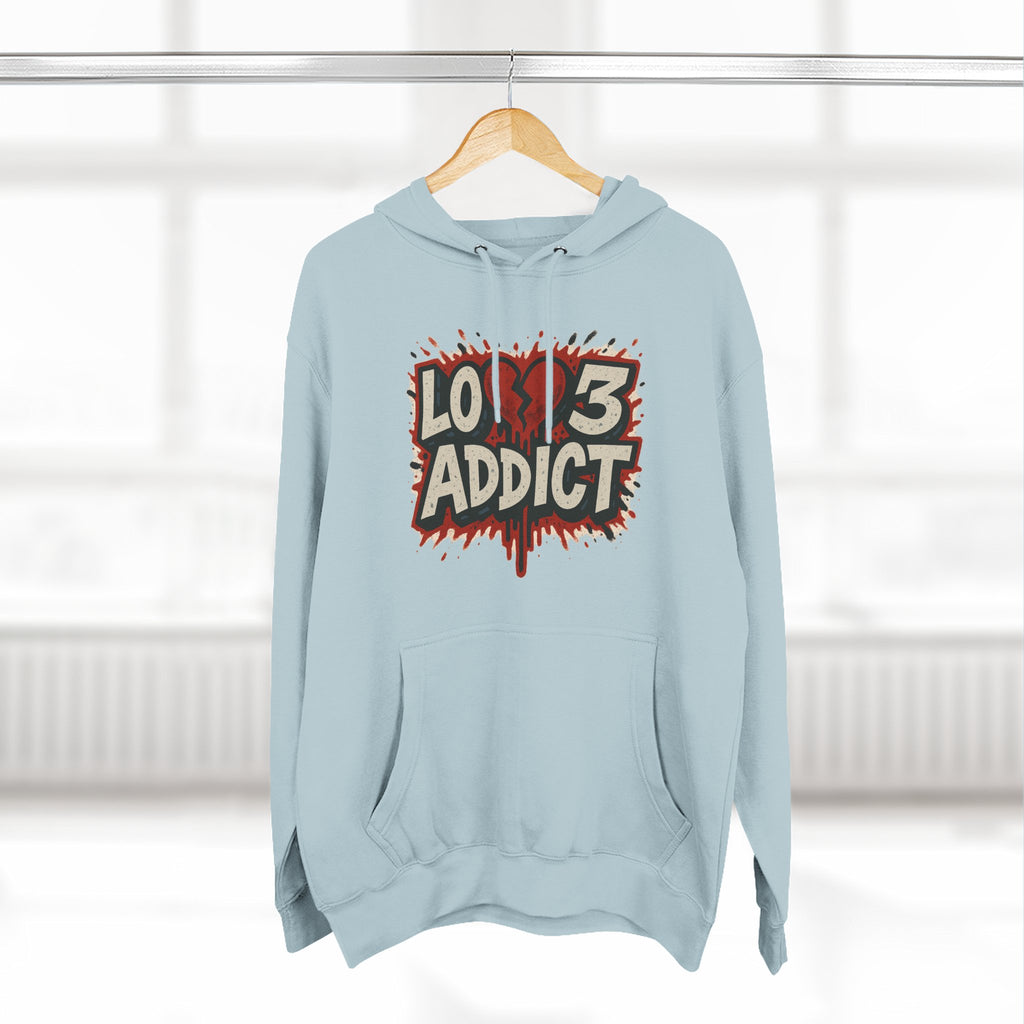 Hoodie - 'Lov3 Addict' Red Cupid Graphic Fleece Hoodie