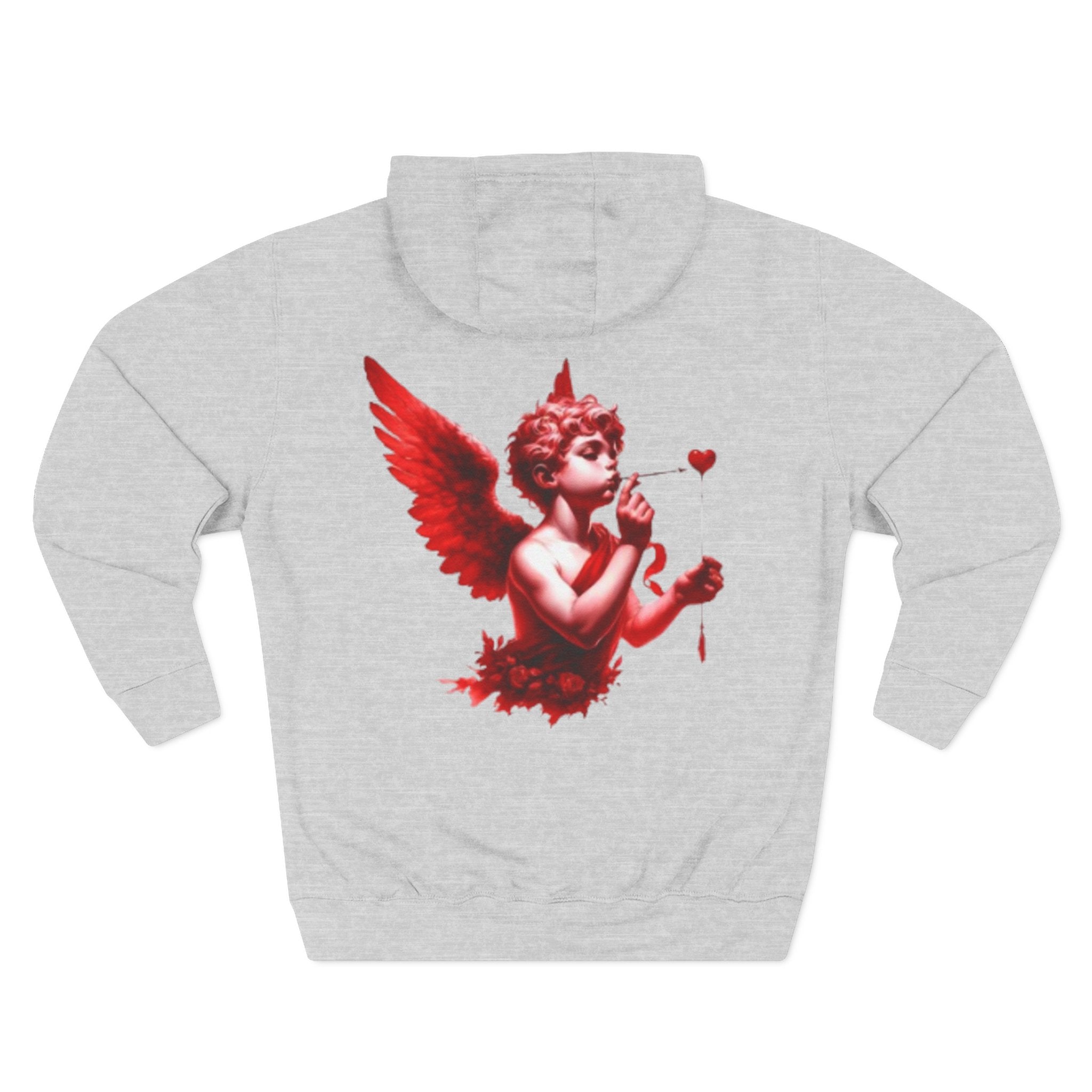 Hoodie - 'Lov3 Addict' Red Cupid Graphic Fleece Hoodie