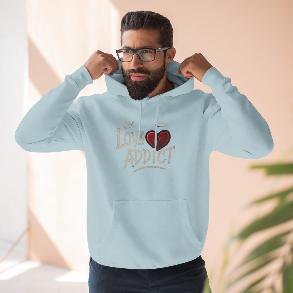 Hoodie - 'Lov3 Addict' Red Cupid Graphic Fleece Hoodie