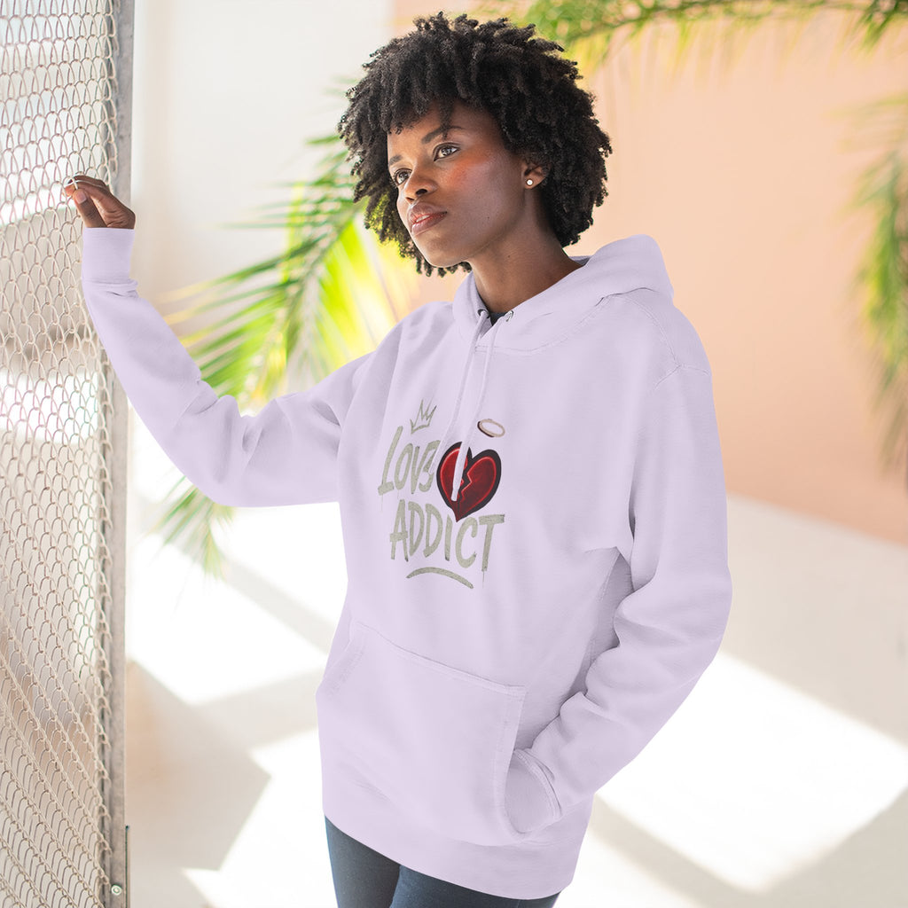Hoodie - 'Lov3 Addict' Red Cupid Graphic Fleece Hoodie