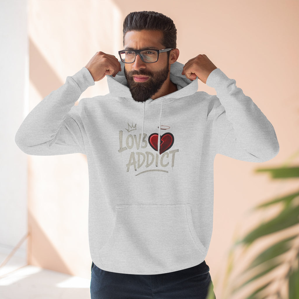 Hoodie - 'Lov3 Addict' Red Cupid Graphic Fleece Hoodie