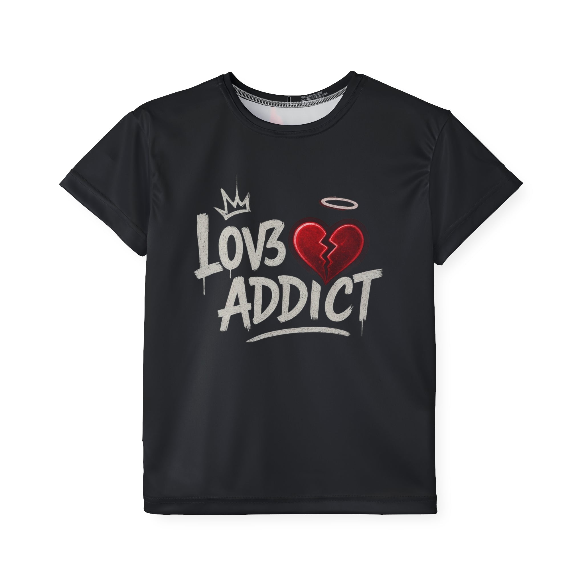 Kids Jersey - "Lov3 Addict" Broken Heart Graphic Sports Tee