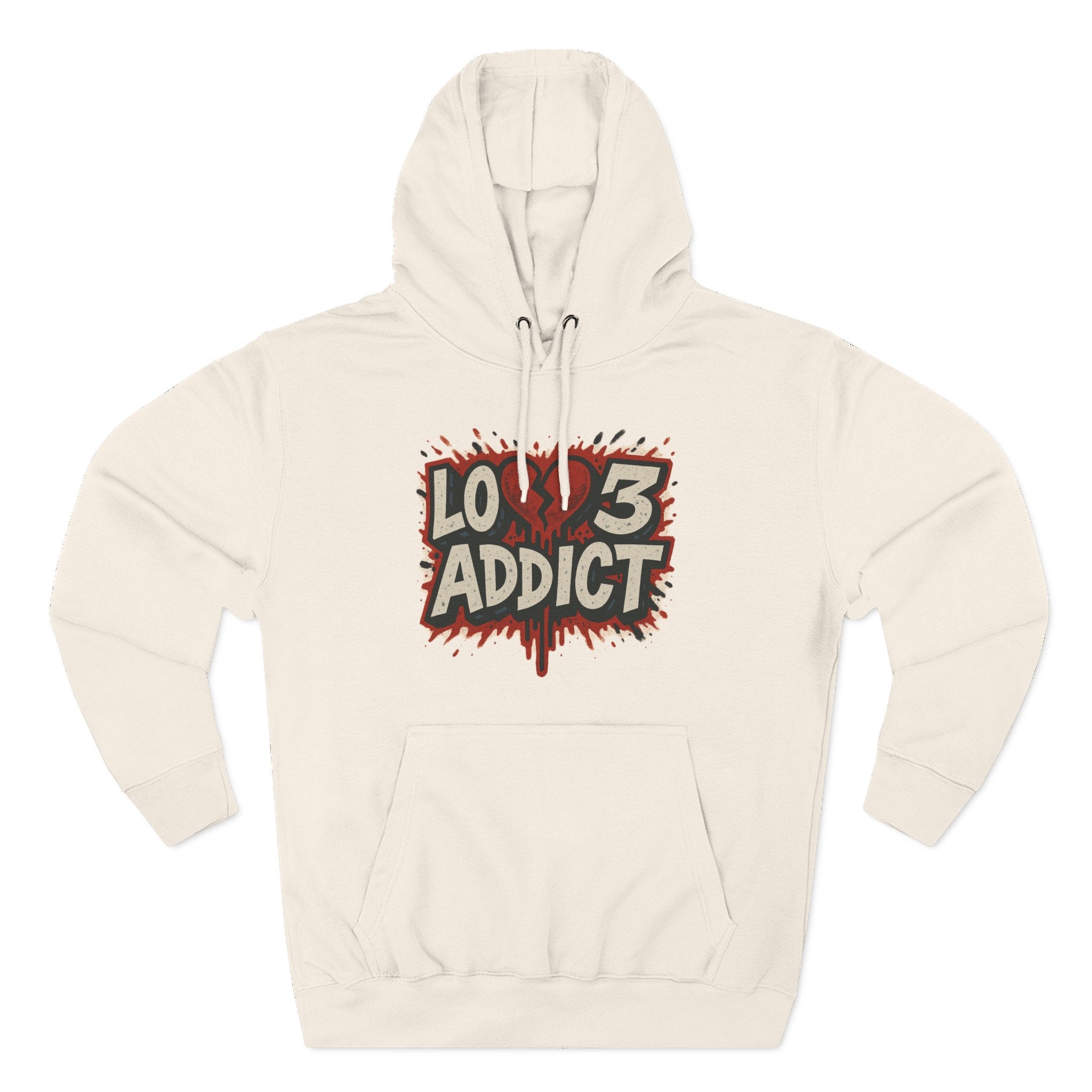 Hoodie - 'Lov3 Addict' Red Cupid Graphic Fleece Hoodie