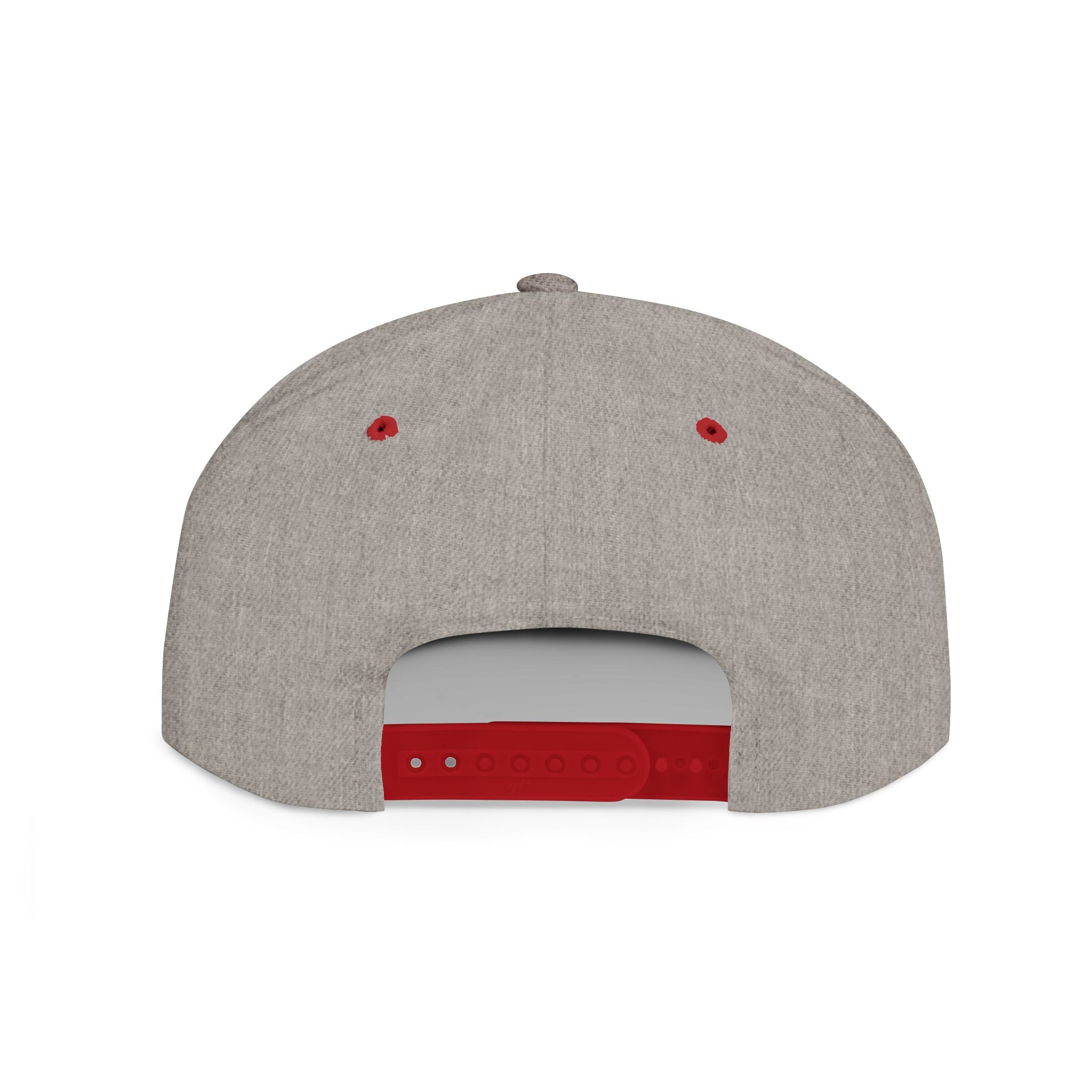 Flat Bill Snapback Hat — Red Heart Glitter Script Embroidered Cap