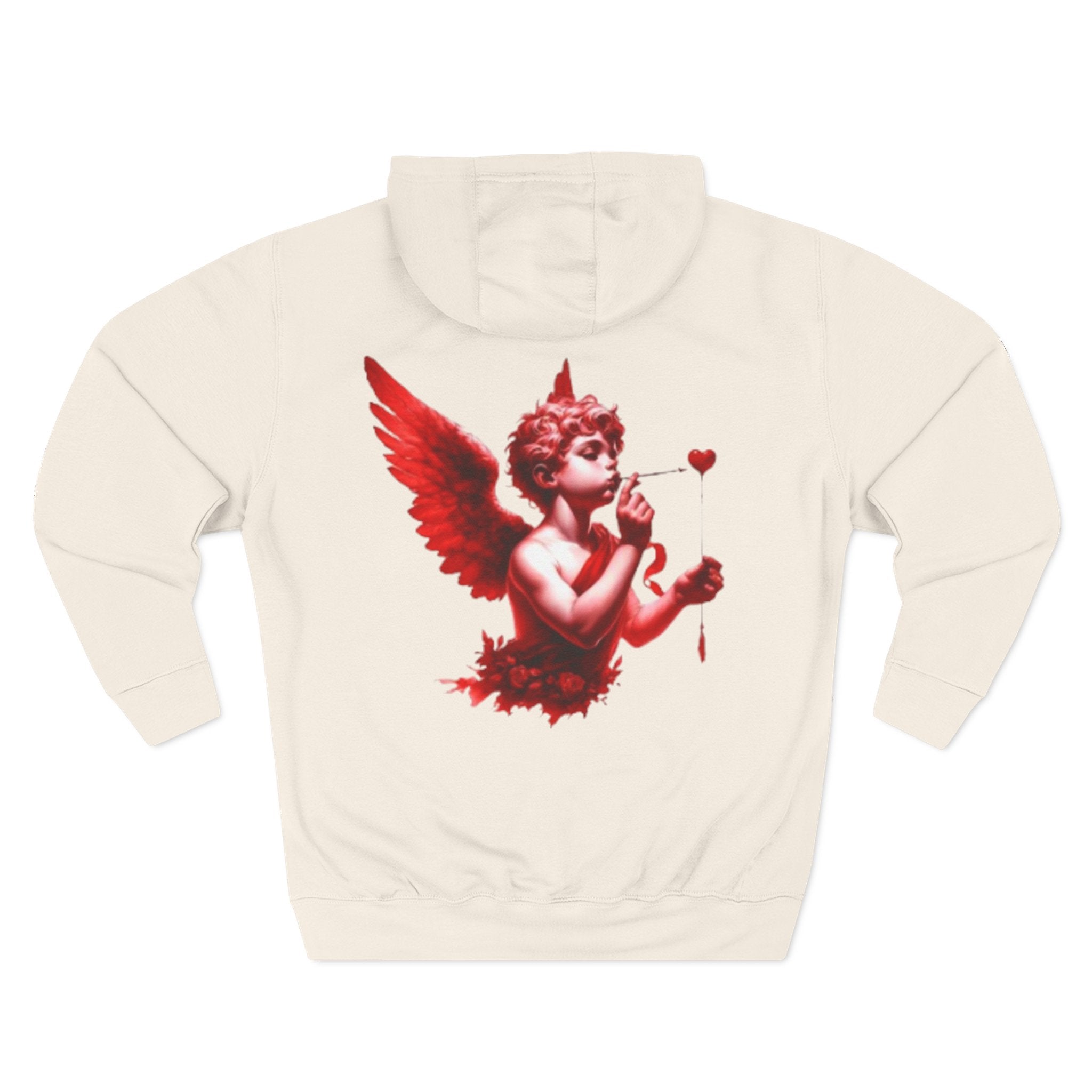 Hoodie - 'Lov3 Addict' Red Cupid Graphic Fleece Hoodie