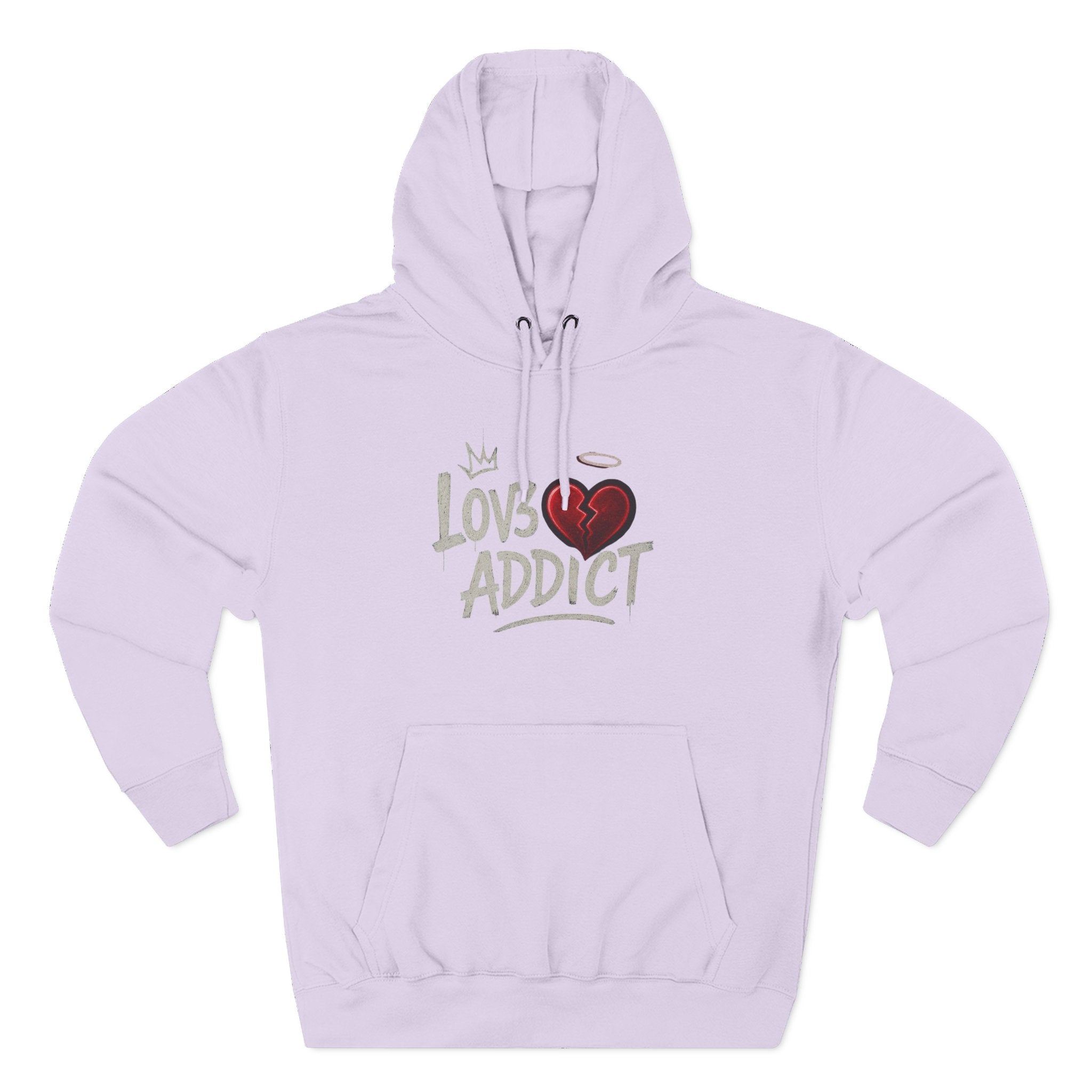 Hoodie - 'Lov3 Addict' Red Cupid Graphic Fleece Hoodie