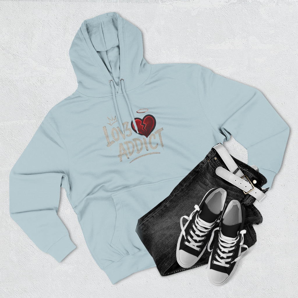 Hoodie - 'Lov3 Addict' Red Cupid Graphic Fleece Hoodie