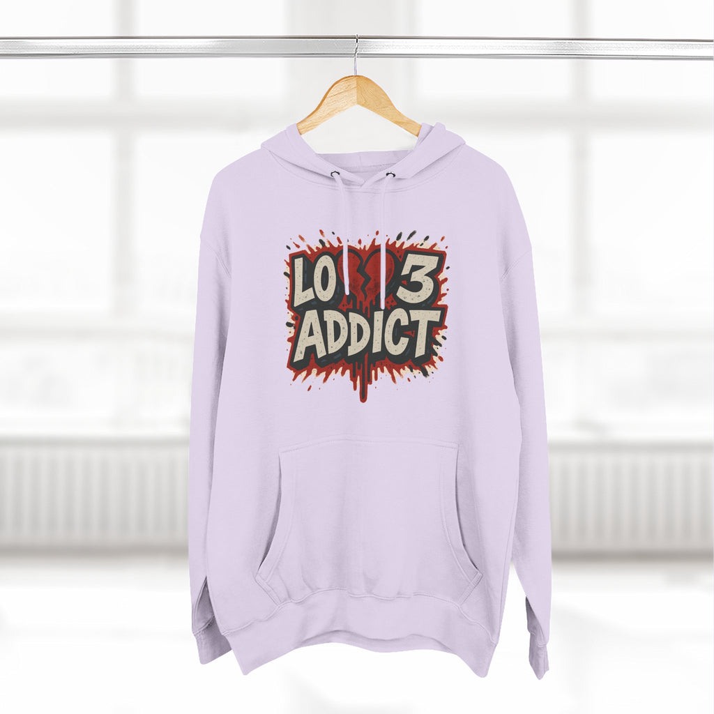 Hoodie - 'Lov3 Addict' Red Cupid Graphic Fleece Hoodie