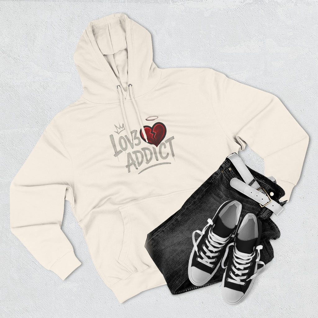 Hoodie - 'Lov3 Addict' Red Cupid Graphic Fleece Hoodie
