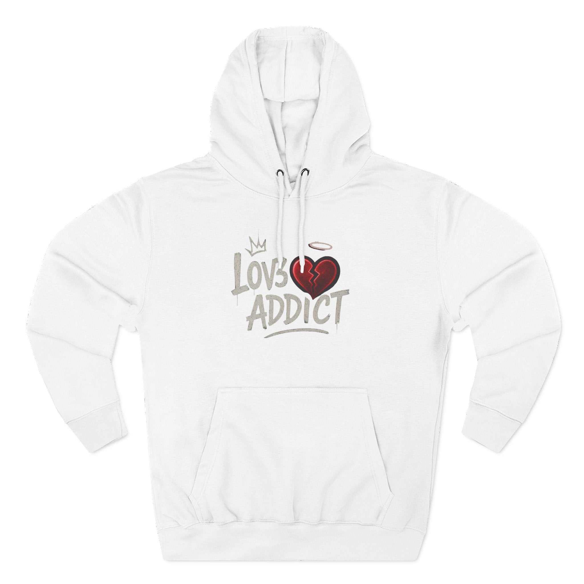 Hoodie - 'Lov3 Addict' Red Cupid Graphic Fleece Hoodie