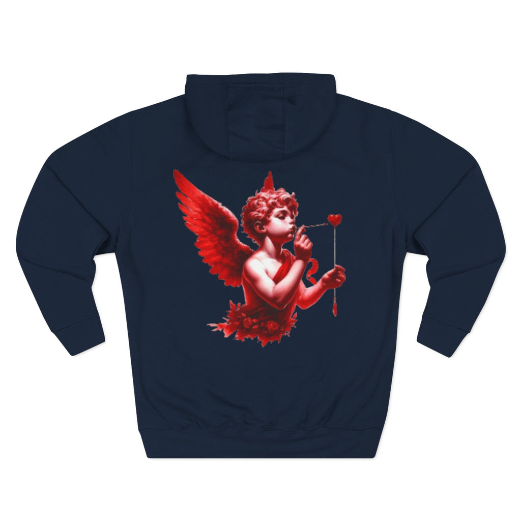 Hoodie - 'Lov3 Addict' Red Cupid Graphic Fleece Hoodie